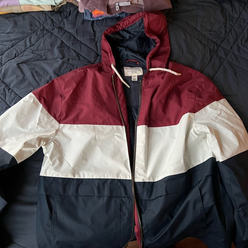 Weatherproof Men's Maroon, White, and Navy Windbreaker